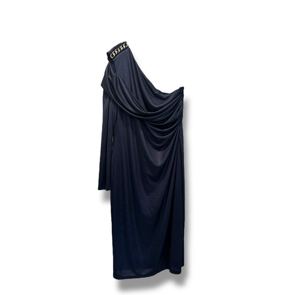 Lauren Ralph Lauren Navy One-Shoulder Draped Dress – Size 14 – NWOT - Picture 7 of 9